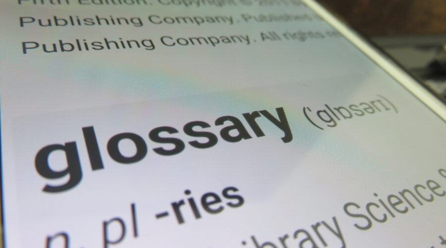 Magnified image of the word glossary
