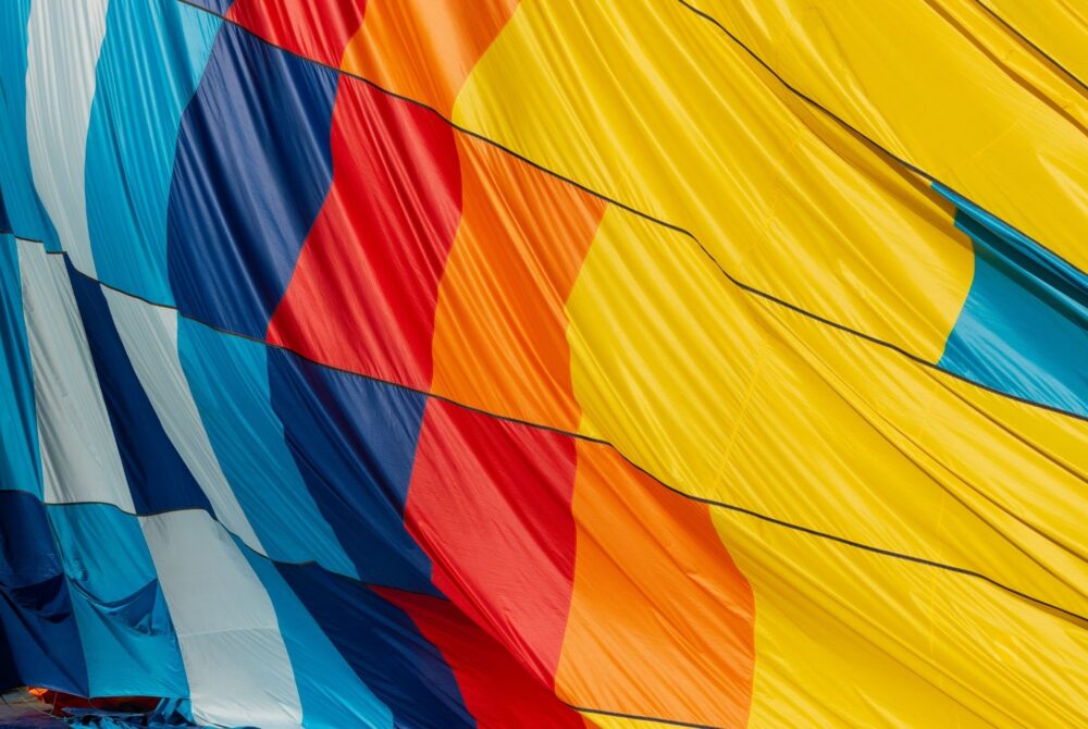 multi-coloured hot air balloon fabric