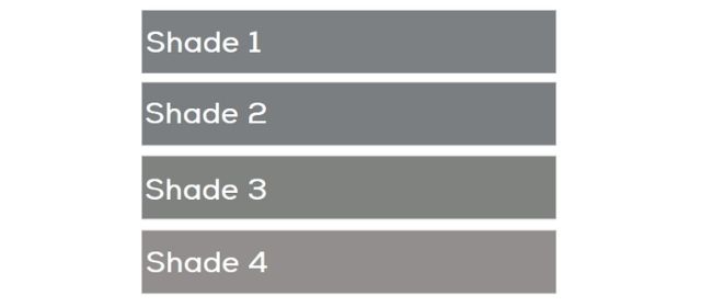 four shades of grey used as an example for illustrating measurement of subtle differences